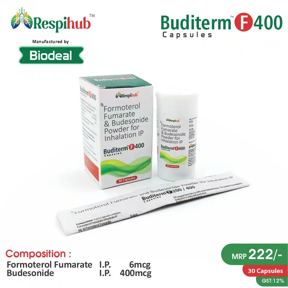 Formoterol 6mcg + Budesonide 400mcg at the best price in PCD Pharma Franchise for Asthma and COPD Management.